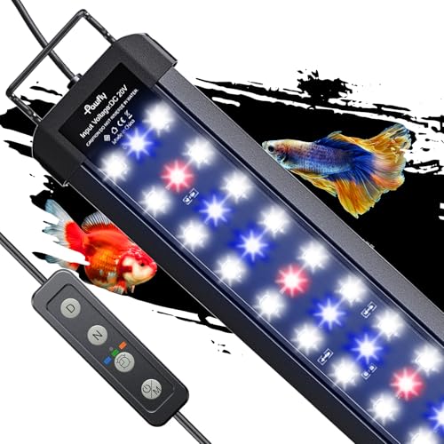 Image of Pawfly 14W Aquarium LED Light for 18 to 24 Inch Extendable Fish Tank Light with Full Spectrum Brilliant White Blue Red Lights with Daytime & Night Modes Timer Auto On /Off Adjustable Brightness