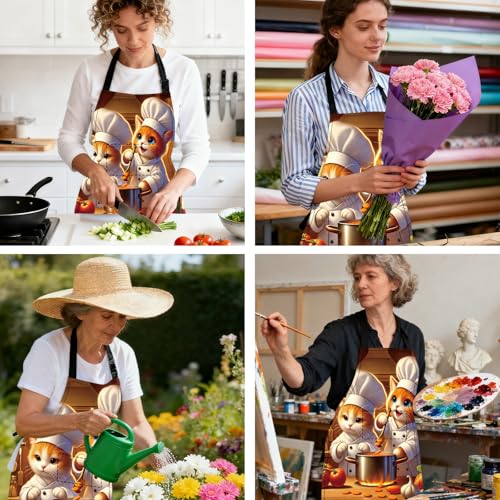 Image of Nuxovilar Decorative Kitchen Apron, 26.77x30.70 Inch Polyester Cooking Wearable Cover