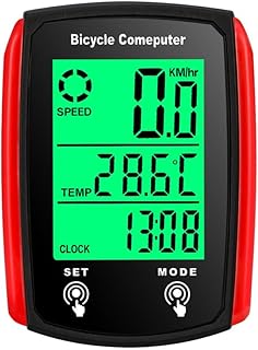 Cycling Computer Speed Sensor for Cycling Bike Sensor for Cycling Computers Cycle Digital Odometer Computer Waterproof LCD RED