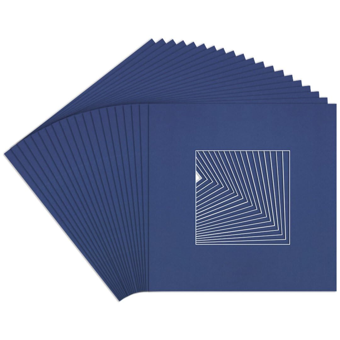 Procut Global 10x10" Blue Picture Mounts to Fit 5x5" Aperture - Precision Cut Cardboard Photo Mount - Ideal for Frames, Prints, Artwork & Certificates - Sizes & Colours Available - 20 Pack