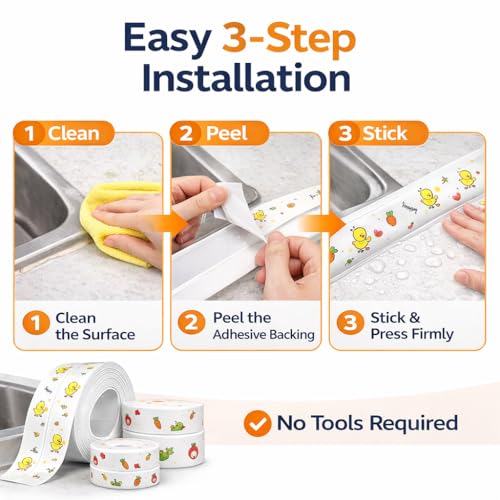 Image of Waterproof Kitchen Sink Sealing Tape | Self-Adhesive PVC Caulk Strip | Leakproof Gap Sealer for Sink, Bathroom Basin & Toilet | Wall & Countertop Edge Protection | Easy Peel-and-Stick Tape