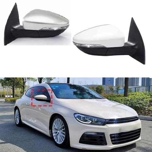 Rétroviseur extérieur Scirocco avec coque argentée et broches compatibles version 2009-2016