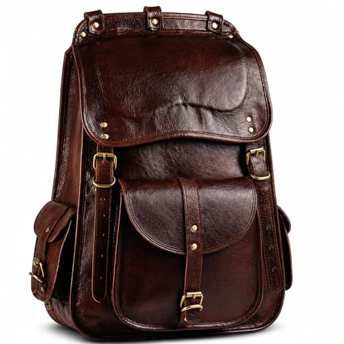 Image of Handmade World Full Grain Leather Backpack for Men - 18 Inch Laptop Bag, Handmade Real Leather, Business Travel Work Backpack