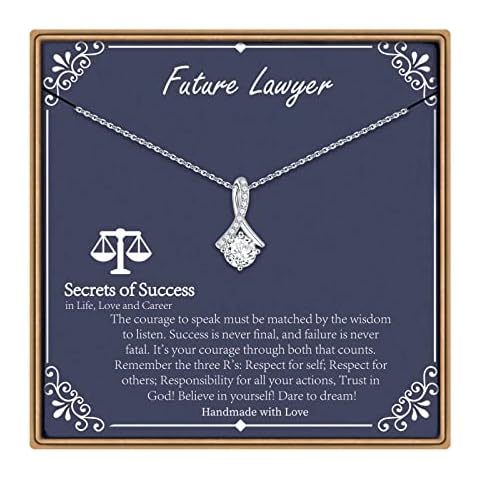 Ieftop Lawyer Gifts for Women Necklace, 14K White Gold Plated CZ Alluring Beauty Necklaces for Women Lawyer Necklace Law Student Graduation Gift New Lawyer Gifts for Women Future Lawyer Gift Necklace Cover