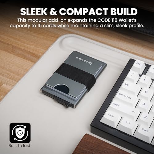 Image of CODE 118 Modular Backplate - Slim Minimalist Aluminum Wallet Accessory - Expandable Cash & Business Card Holder - Modular Add-on Expands Storage up to 8 cards, Wallet not Included (Grey Aluminum)