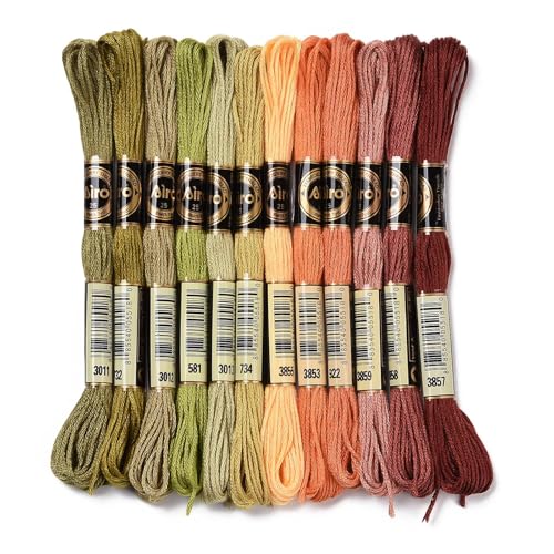 Image of FASHEWELRY 105 Yards Crewel Cross Stitch Floss for Jewelry Making, 1mm Polyester Embroidery Floss Thread Embroidery Thread Bulk for Bracelet Knitting Stitch Supply (Autumn Color)