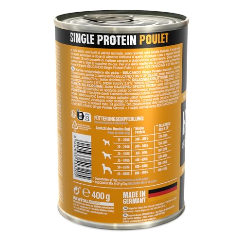 BELCANDO Single Protein Dose [6x400g Huhn] | Sortenreines Nassfutter für Hunde | Monoprotein Feuchtfutter