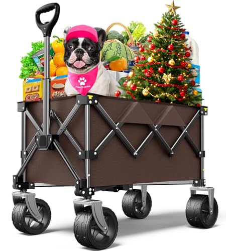 pikulLA Collapsible Folding Wagon Cart with Large Wheels & 150L