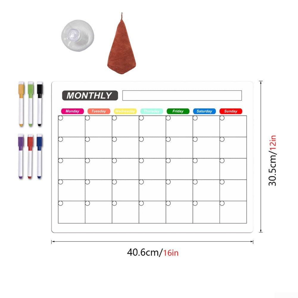 2 Stks Magnetische Kalender voor Koelkast, Acryl Magnetische Kalender Magnetische Dry Erase Board Set Acryl Magnetische Kalender met 6 Markers Pen voor Week- en Maandplan(40x30cm,33x22cm