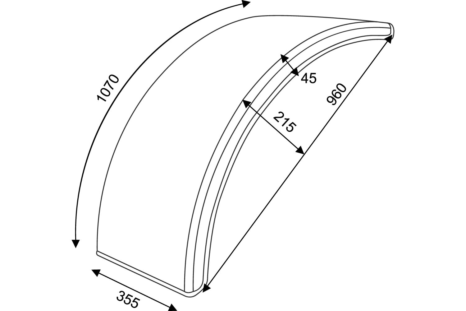 Domar Kotflügel Set für Landmaschinen und Traktoren, 16 bis 24 Zoll, 2 Stück. Kunststoff-Radkästen, 960 x 355 mm. Ideale Schutzbleche für Schlepper und Agrarfahrzeuge.