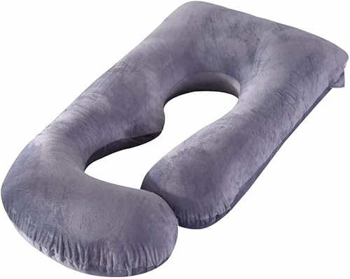 Almohadas de embarazo cómodas almohadas de embarazo para dormir con funda de terciopelo extraíble en forma de U almohada de maternidad para apoyo de