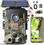 CEYOMUR 4K UHD Camara Fototrampeo Solar, WiFi 6 Cá...: [ALIMENTACIÓN SOLAR Y DOBLE FUENTE DE ALIMENTACIÓN EFICIENTE] Nuestra camara fototrampeo solar cuenta con una batería de iones de litio de 5200 mAh integrada y un panel solar superior que se carga directamente mediante un cable de datos tipo C. Ademá...