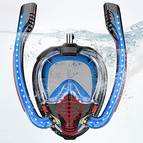 Máscara de snorkel facial completa GeRRiT, equipo de snorkel para adultos y jóvenes, set seco con tubos dobles para respirar y soporte para cámara, máscara de buceo antiempañante miniatura 3