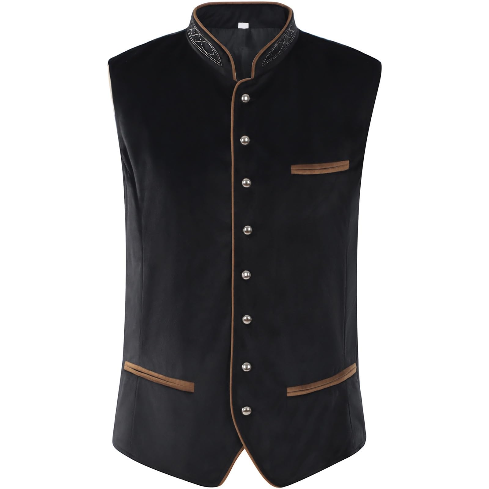 Chaleco medieval hombre ajuste estrecho de estilo vintage básico con botones 7