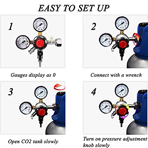 PERA Beer CO2 Keg Regulator Beer Regulator with Safety Pressure Valve, CGA-320 Inlet for Beer Brewing Wine Making