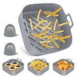 【Lebensmittelechtes Silikonmaterial】Der air fryer liners ist aus sicherem Silikon in Lebensmittelqualität hergestellt. Es ist nicht klebend, ungiftig und BPA-frei. Machen Sie sich keine Sorgen mehr über gefährliche Chemikalien und genießen Sie Ihr gesundes Kochen.