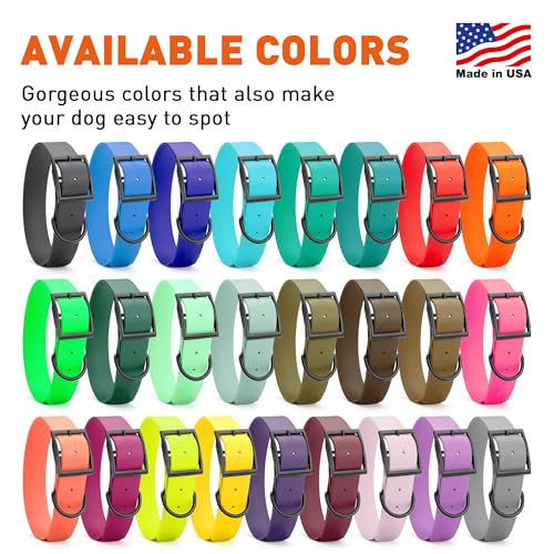 Image of Dogline Biothane Waterproof Dog Collar Strong Coated Nylon Webbing with Black Hardware Odor- Proof for Easy Care Easy to Clean High Performance Fits Small Medium or Large Dogs, Magenta Pink