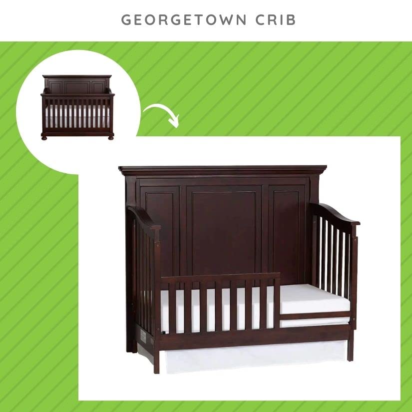 Image of Toddler Bed Safety Guard Rail for Kingsley & Centennial Convertible Cribs - Solid Wood Rail for Convertible Crib to Toddler Bed Conversion - Safety Bed Rail for Children (Rosewood)
