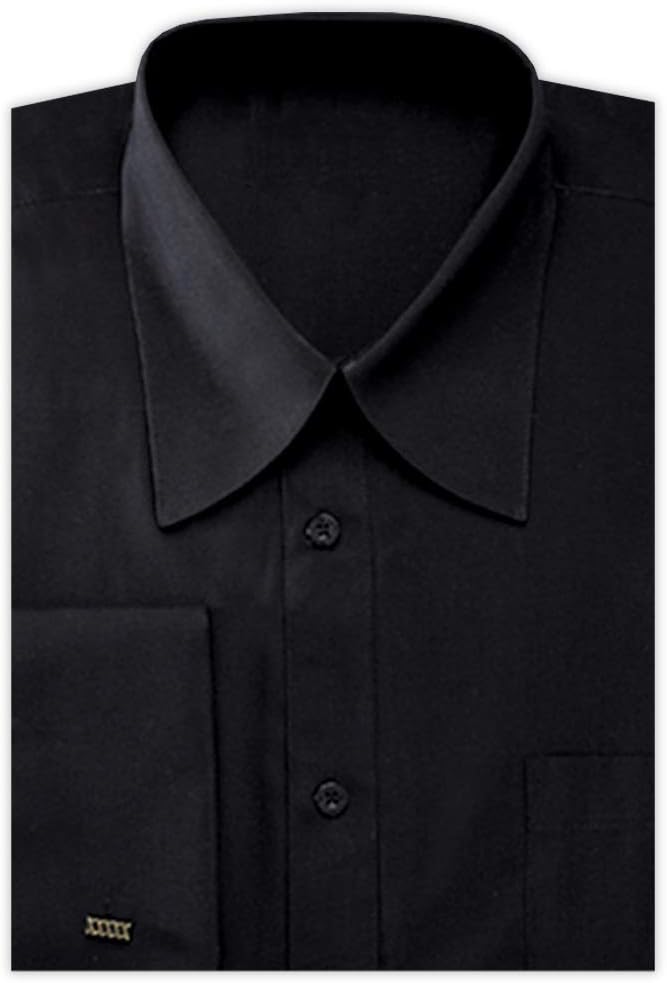 Men's French Cuff Pat Riley Collar Dress Shirt - Black 15.5 32-33