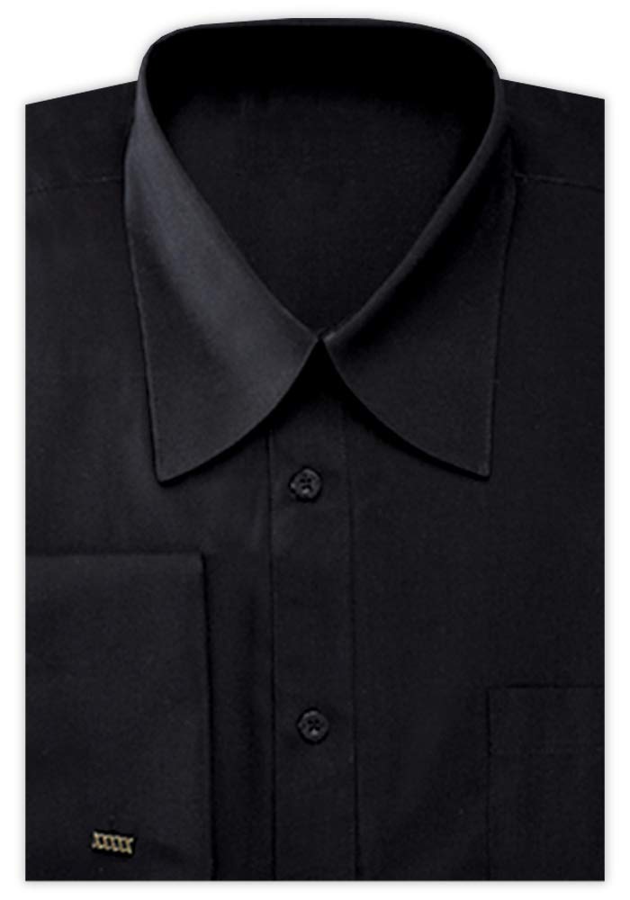 Men's French Cuff Pat Riley Collar Dress Shirt - Black 15.5 32-33