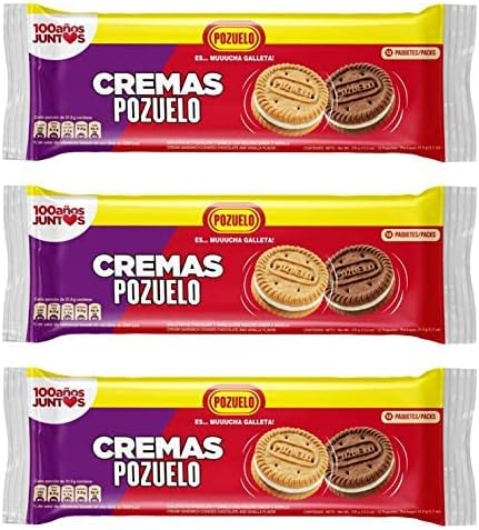 POZUELO CREMAS Mixed Cookies, Mixed Chocolate & Vanilla Cookies, Vanilla Cream, 13.3 Oz (Pack of 3)