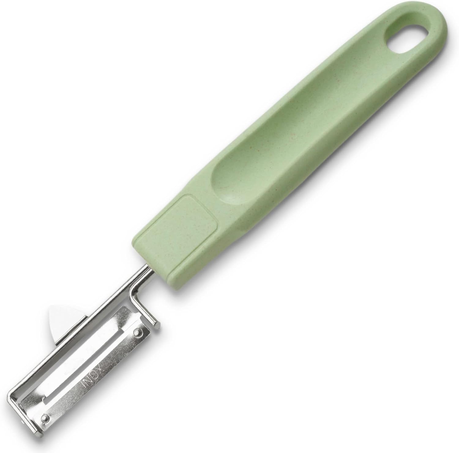 Fackelmann Ecolution Pelador de Verdura de Acero Inoxidable, Pelador de Fruta con Mango Ergonómico fabricado con Materiales Sostenibles, utensilios de cocina, Verde Menta, 19x3 cm, 1 ud.