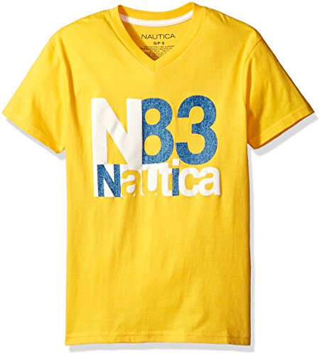 Nautica Little Boys Short Sleeve N83 Typography Graphic Tee, Gold, Large/7