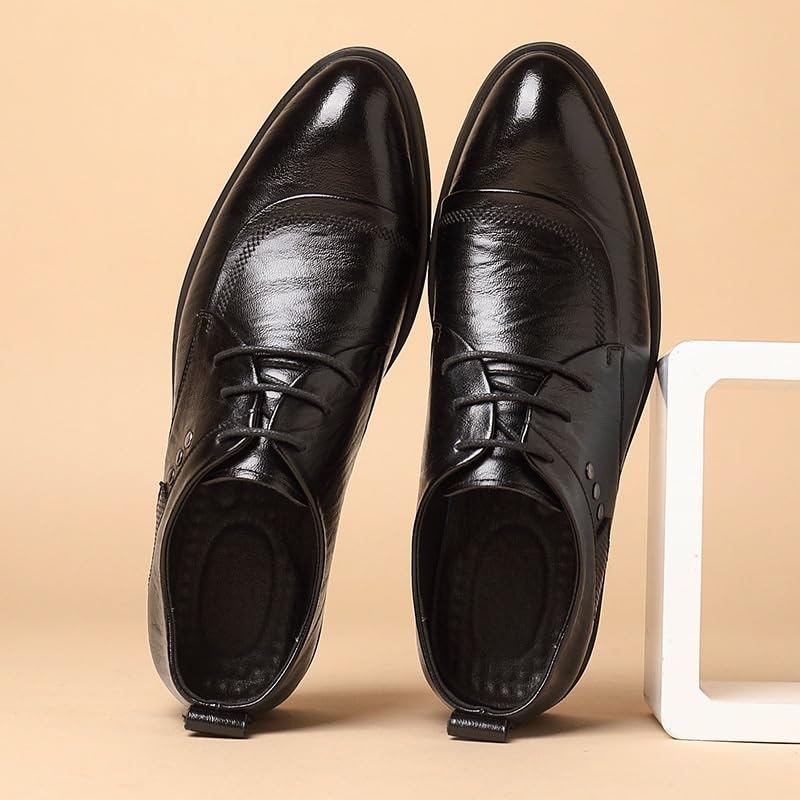 Men's Leather Dress Shoes Wingtip Retro Brogue Shoes for Men Business Formal Oxford Derby Shoes(8.5)2