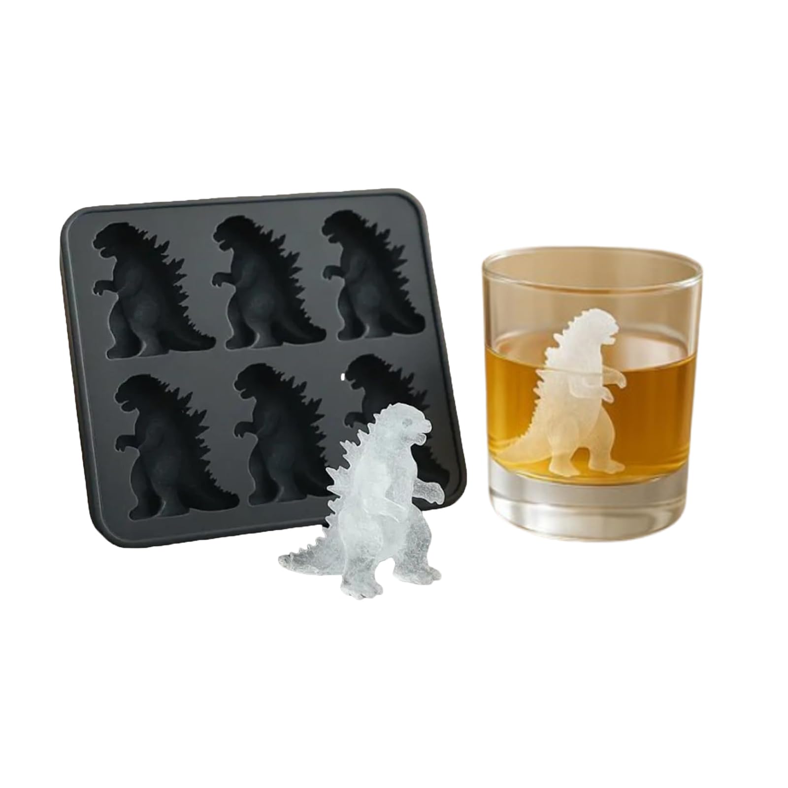 Monster Ice Mold,6 Cavity Silicone Monster Dinosaur Bigfoot Ice Cube Molds Homemade Flavored,Make Your Own Popsicles Ice Molds For Halloween Party Drinks,Easy Release & Easy Fill (#03)