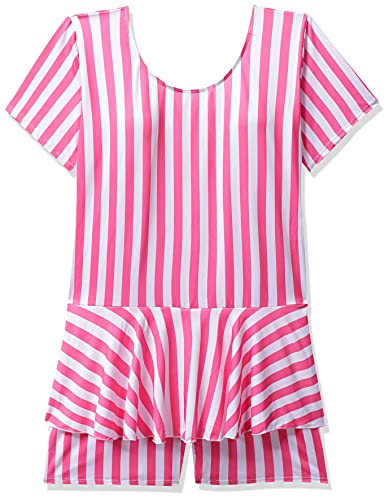 Image of I-SWIM LADIES COSTUME IS-104 WHITE /PINK LINES SIZE 3XL WITH GOGGLES SILICON JOINTLESS WITH BOX BLACK