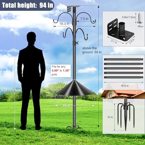 image for Gtongoko Smart Bird Feeder Pole Squirrel Proof 1-Inch Dia 94 Inch with
