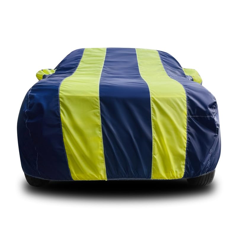 Image of MADAFIYA Car Cover for Maruti S Presso (2019 to 2024 Models) with Mirror Pocket, Triple Stitched, All Weather Protection, Breathable Fabric, Full Size (Heavy Duty Yellow)