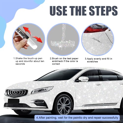 QZTYTY Touch Up Paint for Cars, Touch Up Paint Pen, Scratch Remover for Vehicles, Universal Car Accessories Exterior Decoration Touch-up Pen Car Scratch Remover for Minor Scratches for Most Cars (Pearl white)