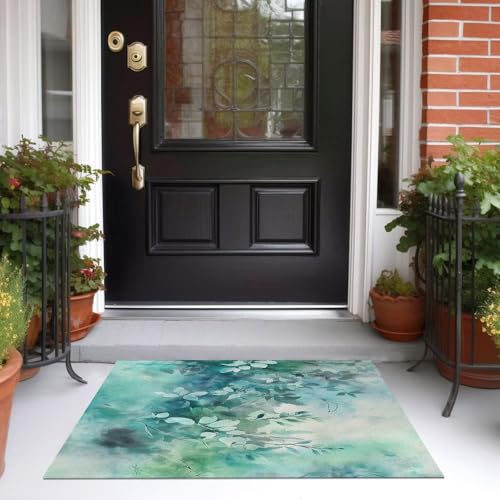 Tapis de sol antidérapant lavable en microfibre douce couleur cyan - 4