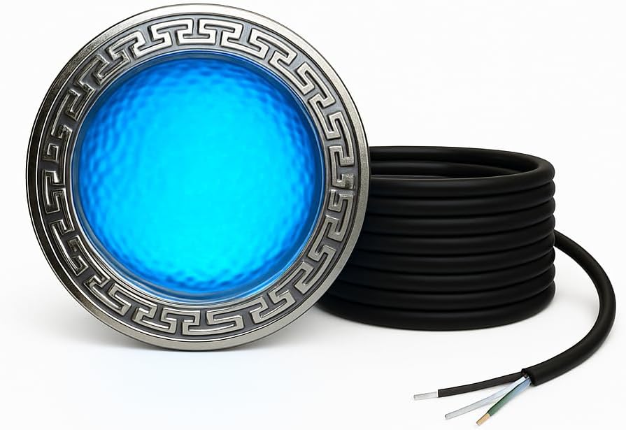 AquaChrome 10" 35W RGBW LED Pool Light, 12VAC (Transformer Required) – Color-Changing, Drop-in Replacement for Pentair IntelliBrite 5G, Pentair App Compatible, IP68, 100' Cord