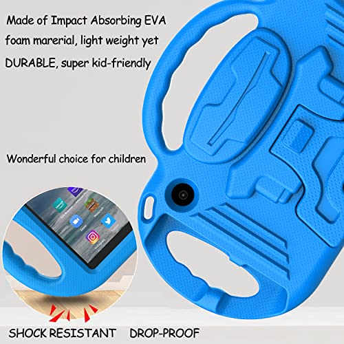 Ltrop All-New Fire 7 Tablet Case (12Th Generation, 2022 Release), Fire 7 Tablet Case For Kids, With Shoulder Strap, Shockproof Child-Proof Bumper Cover Case For Fire 7 2022 Tablet (7” Display), Blue #TOP3