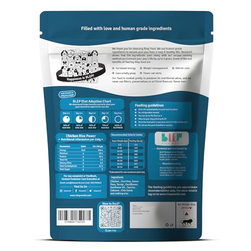 Image of BLEP Chicken Rice Natural Dog Food 2.1Kg (7 Pack of 300g) | Zero Preservatives|Aids Joint Health & Digestion|Collagen Rich| Human Grade, Natural Wet Dog Food|Ideal for All Breeds