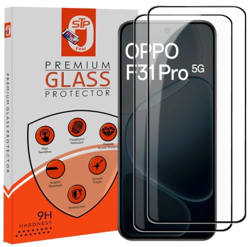 Image of STP FEEL Premium HD+ Tempered Glass Screen Protector Guard Compatible For Oppo F31 Pro 5G (6.57 Inch, Pack of 2) | Edge to Edge Coverage With Easy to installation kit for Smartphone