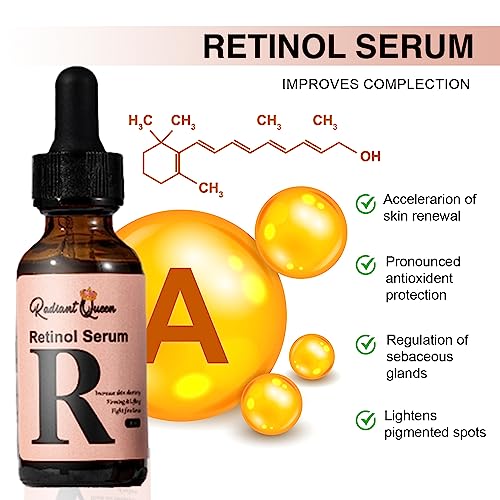 Radiant Queen Facial Serum Set - Facelift In A Bottle - Anti Aging Day And Night Serum - 3 Pack For Face Including Vitamin C Serum, Retinol Serum And Hyaluronic Acid Serum #TOP2