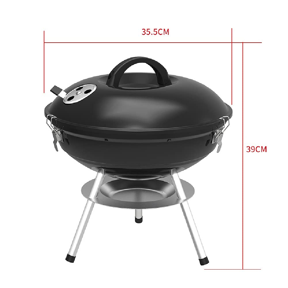 Smalto BBQ. Griglia Portatile Pieghevole Griddle Barbecue 14 Pollice Rotondo Grill Grill Camping Garden all'aperto Barbecue Grill Grill Inceneritore BBQ. Stufe a Carbone Black.