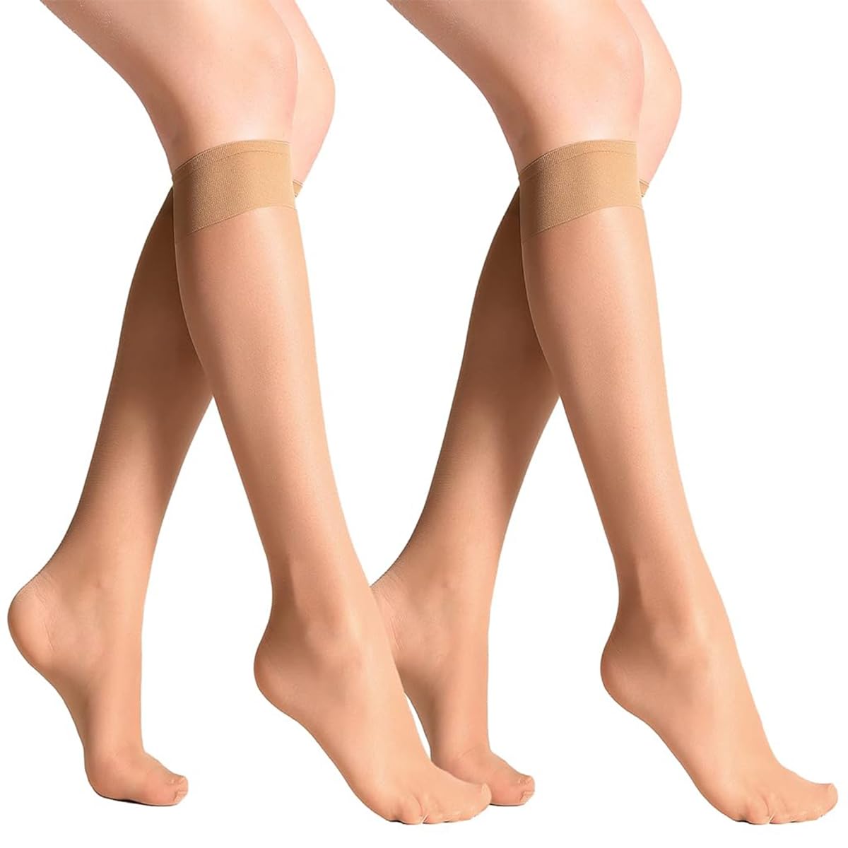 palay 2Pairs Womens Sheer Knee High Stockings, Ultra Stretchable Trouser Socks Over Summer Calf Stockings for Airplane, Flight, Travel Circulation-picture-33