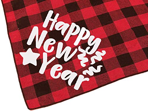 Happy New Years Dog Bandana, Buffalo Plaid Red Bandana For Pet #TOP2