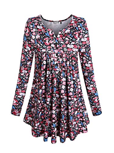 Anna Smith Boutique Ropa para Mujeres Mujeres Cuello Redondo Blusas Vestido de Ajuste Ajustado Moderno Trabajo en Citas Compras Amplia túnica pequeña Tops Negro Mediano M