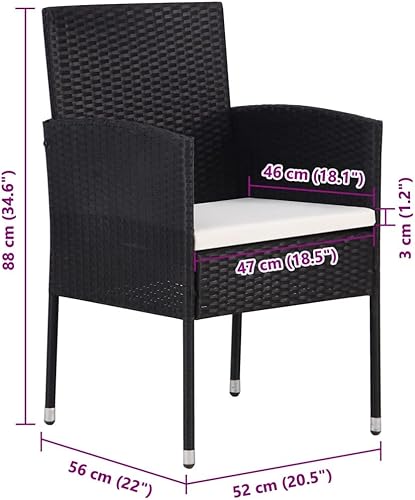 Miniatura 2 de Sillas de patio con cojines blanco crema, 4 piezas, silla de patio al aire libre, sillas de comedor al aire libre, sillas para comedor al aire