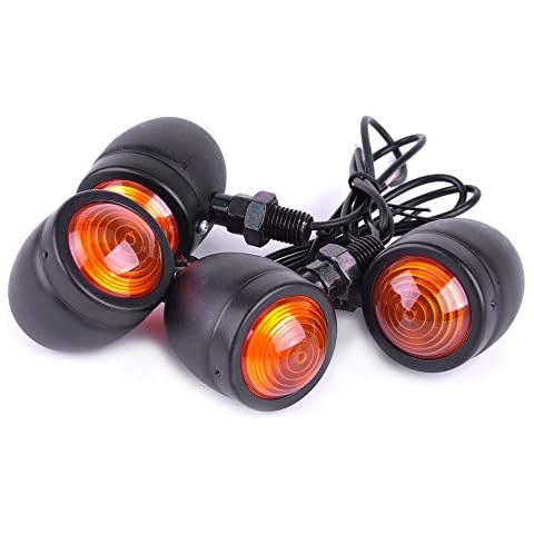 SFONIA 4pcs Motorcycle Indicators Retro Turning Signals Light Turn Signal Light 12V Turning Indicator Light Universal Cover