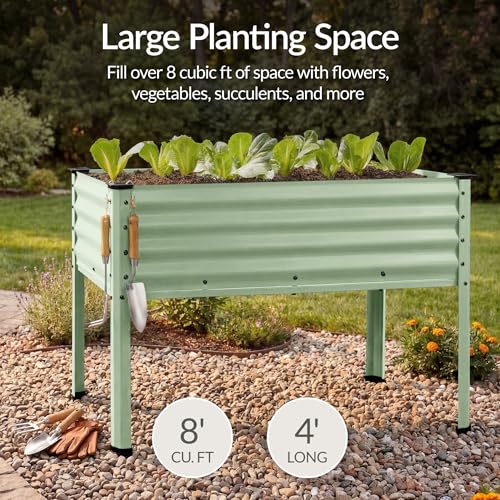 Image of Best Choice Products 48x24x30in Galvanized Raised Garden Bed, Metal Elevated Planter Box, Vegetable Garden for Backyard, Patio, Balcony, 100% Non Toxic Materials - Sage Green