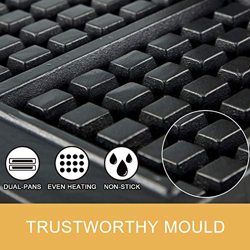 Vbenlem 110V Commercial Waffle Maker 4Pcs Nonstick 2000W Electric Waffle Machine Stainless Steel 110V Temperature And Time Control Rectangle Belgian Waffle Maker Suitable For Bakeries Snack Bar Family #TOP2