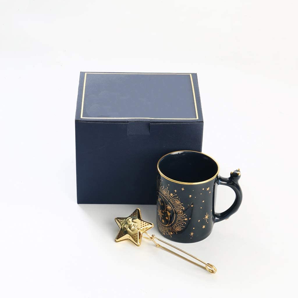 Taza de Café de Té Taza Clásica De Pareja De Estrellas, Taza De Cerámica, Taza De Café Con Cielo Estrellado En Blanco Y Negro, Taza De Moda, Regalo Multifuncional para té de la tarde