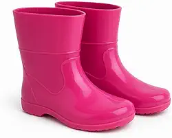 Bota Infantil Feminina e Masculina Plastica Estilo Galocha Para Dias Chuvosos Para Limpeza Faxina Antiderrapante Super Leve (Rosa, BR, Criança de 1 a 3 anos, Numérico, 22)
