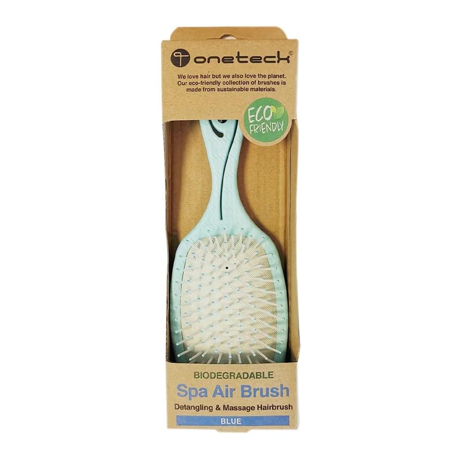 Oneteck Biodegradable Air Spa Cushioned Paddle Hair Brush | Blue - 1 Pc